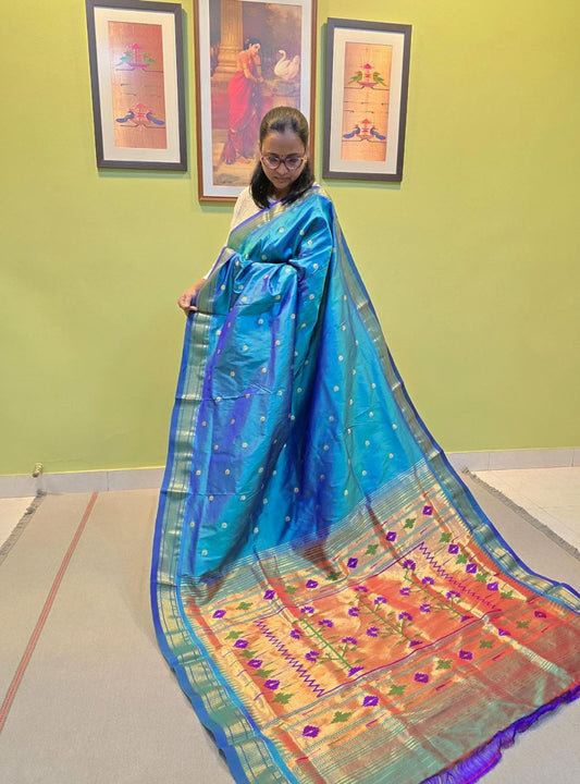 Sea Blue Asawali Charm: Framed with Baro Punja Grace