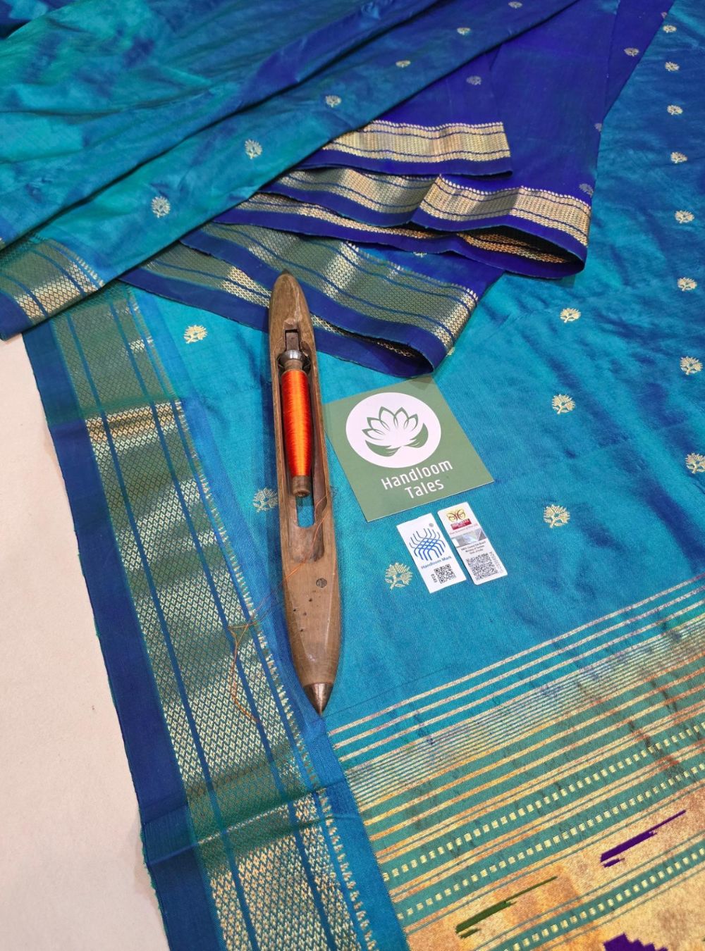 Sea Blue Asawali Charm: Framed with Baro Punja Grace