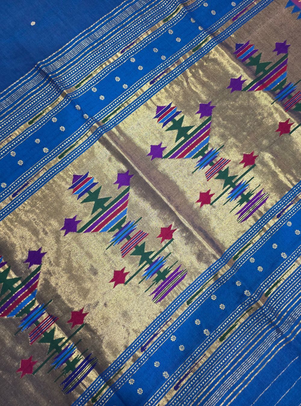 Asawali Charm: Floral Cotton Classic- Rich Blue