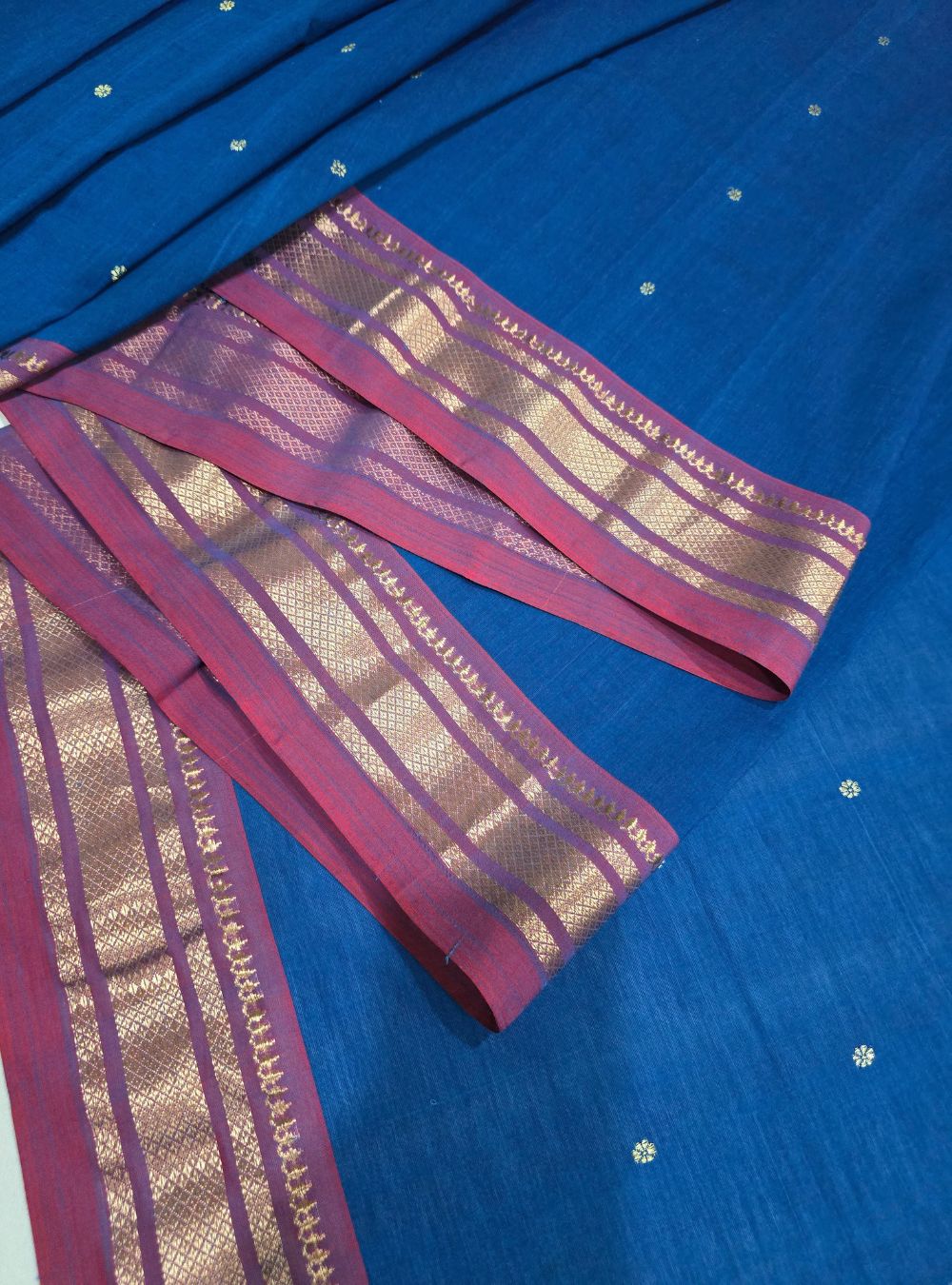 Asawali Charm: Floral Cotton Classic- Rich Blue