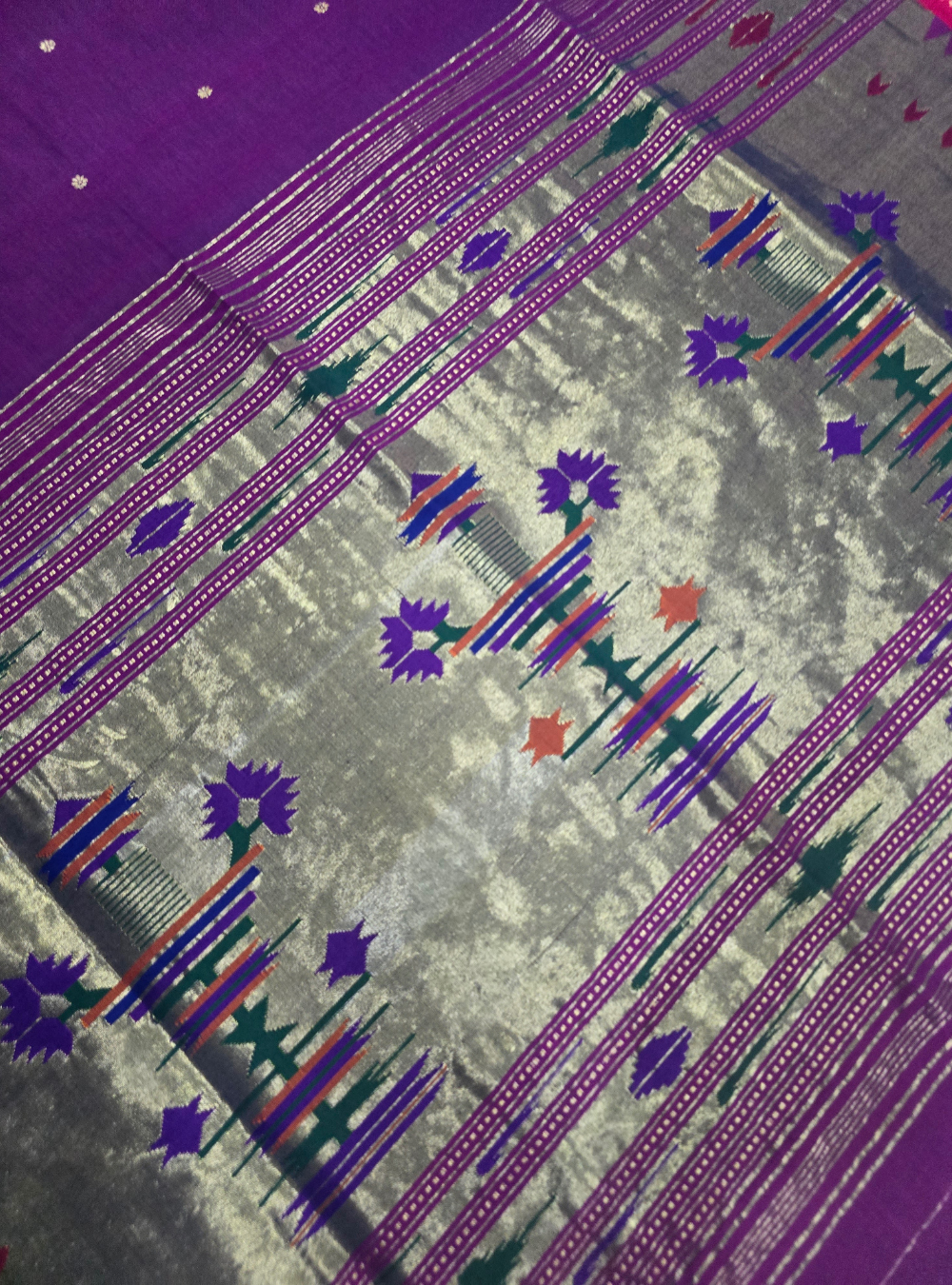 Asawali Charm: Floral Cotton Classic- Jamun