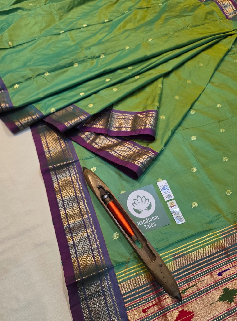 Green Mor Popat Elegance: Traditional Manchali Paithani