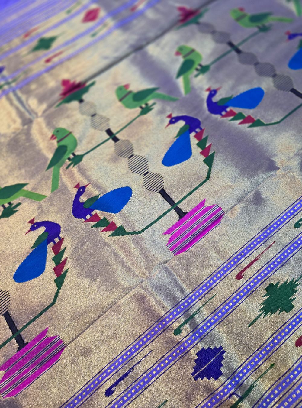 Mor Popat Elegance: Traditional Manchali Paithani - Purple