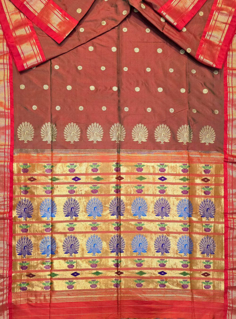 Amber Tissue Elegance: The Coconut Border Paithani