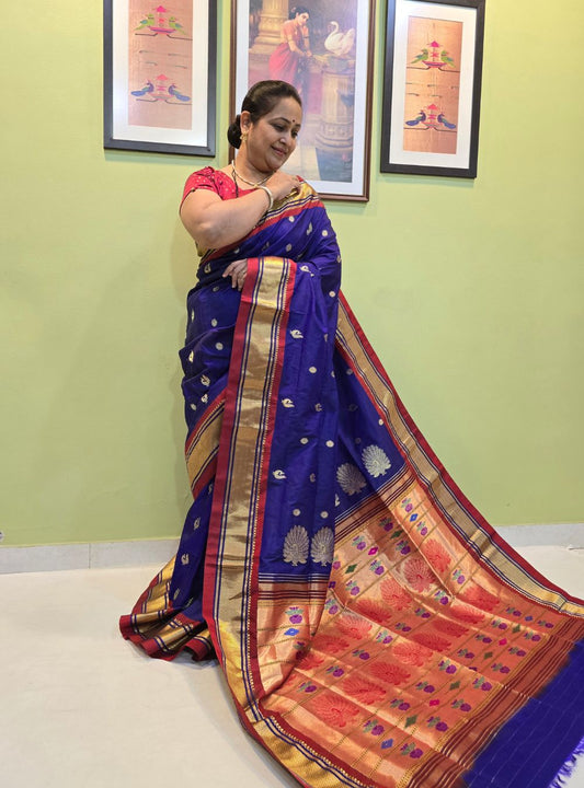 Deep Purple with Red Border Tissue Elegance: The Chatai Border Paithani