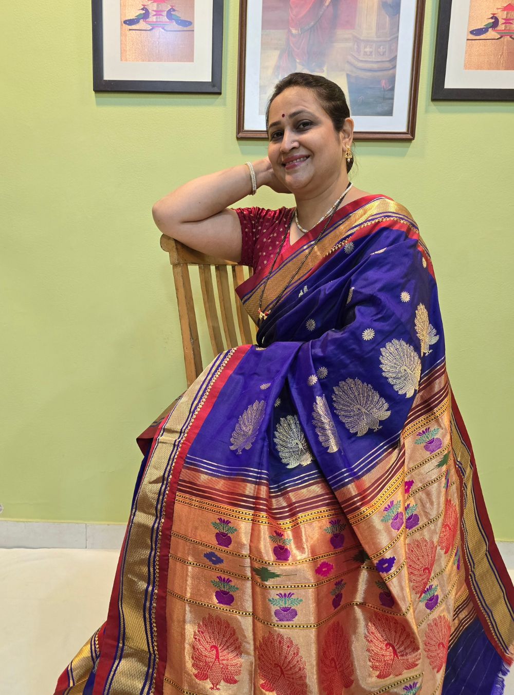 Deep Purple with Red Border Tissue Elegance: The Chatai Border Paithani