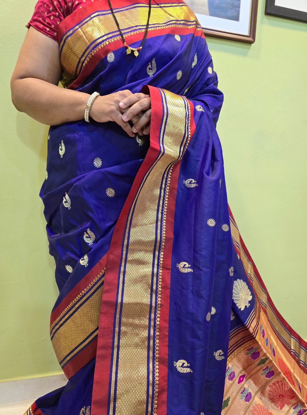 Deep Purple with Red Border Tissue Elegance: The Chatai Border Paithani