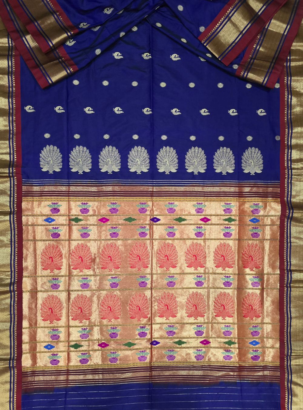 Deep Purple with Red Border Tissue Elegance: The Chatai Border Paithani