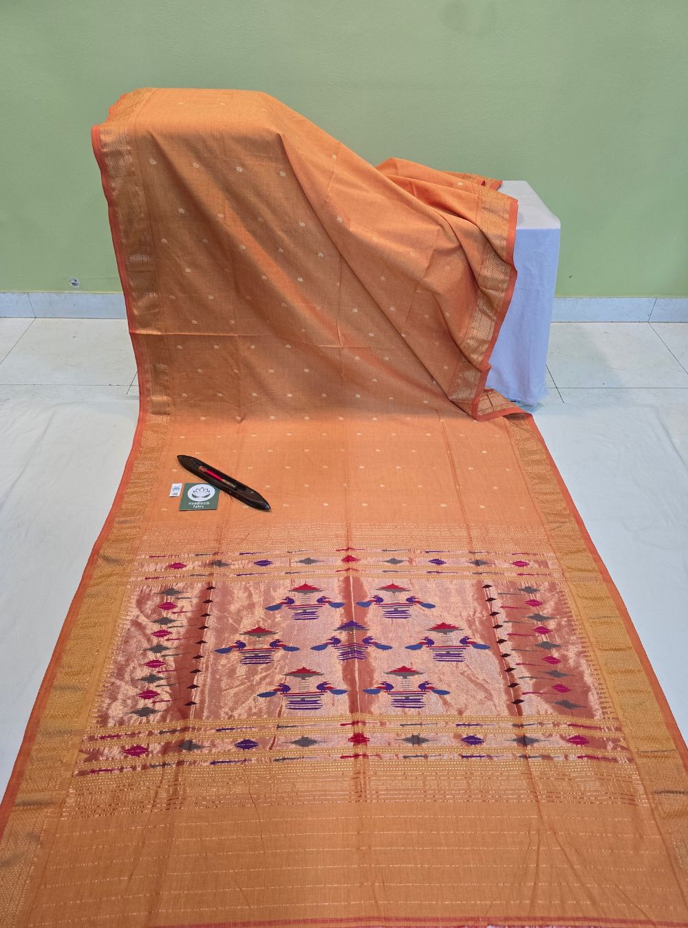 Timeless Handwoven Traditional Cotton Yellow Paithani