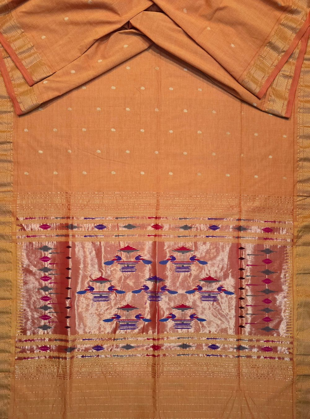 Timeless Handwoven Traditional Cotton Yellow Paithani